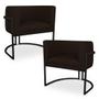 Imagem de Kit 2 Poltronas Decorativa Luna para Sala Veludo Base em aço Preto