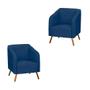 Imagem de Kit 2 Poltronas Decorativa Master com Pés Madeira Suede Azul Marinho