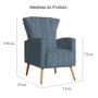 Imagem de Kit 2 Poltronas Decorativa Melinda Linho Azul Marinho Pés Madeira Mz Decor