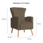 Imagem de Kit 2 Poltronas Decorativa Melinda Linho Marrom Pés Madeira Mz Decor