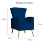 Imagem de Kit 2 Poltronas Decorativa Melinda Suede Azul Marinho Pés Madeira Mz Decor