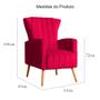 Imagem de Kit 2 Poltronas Decorativa Melinda Veludo Vermelho Pés Madeira Mz Decor