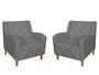 Imagem de Kit 2 Poltronas Decorativa Munique Suede Cinza Pés Madeira Mz Decor