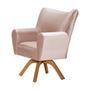 Imagem de Kit 2 Poltronas Decorativa Nice Prime Veludo Rose Base Giratória em Madeira Maciça