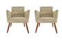 Imagem de Kit 2 Poltronas Decorativa Nina Retro Recepção Sala de Estar Suede Botão Cristal Pés Palitos Bege Ec Móveis