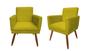 Imagem de Kit 2 Poltronas Decorativa Nina Riscado Suede Amarelo Pés Madeira Ms Decor