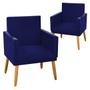 Imagem de Kit 2 Poltronas Decorativa Nina Suede Azul Marinho com Rodapé- Maitê Moda Casa