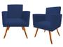 Imagem de Kit 2 Poltronas Decorativa Nina Suede Azul Marinho Pés Madeira Ms Decor