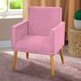 Imagem de Kit 2 Poltronas Decorativa Nina Suede Rosa com Rodapé Pé de Madeira-Maitê Moda Casa