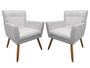 Imagem de Kit 2 Poltronas Decorativa Onix Couro Branco Pés Madeira Mz Decor