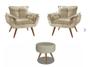 Imagem de Kit 2 Poltronas Decorativa Opala com Puff Redondo Suede Bege - Twdecora