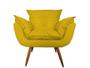 Imagem de Kit 2 Poltronas Decorativa Opala Couro Amarelo Pés Madeira Mz Decor