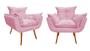 Imagem de Kit 2 Poltronas Decorativa Opala Suede Rosa Bebê Pés Madeira Ms Decor