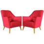 Imagem de Kit 2 Poltronas Decorativa Orion Bordada Sued Vermelho Aradecor