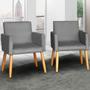 Imagem de Kit 2 Poltronas Decorativa para Sala Cadeira Estofada Resistente Escritório Recepção Sala de estar manicure Pés palito de madeira