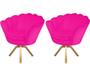 Imagem de Kit 2 Poltronas Decorativa Pétala Base Giratória Madeira Couro Rosa Pink Ms Decor
