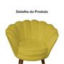 Imagem de Kit 2 Poltronas Decorativa Pétala Couro Amarelo Pés Madeira Mz Decor