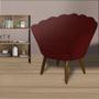 Imagem de Kit 2 Poltronas Decorativa Pétala Suede Marsala Pés Madeira Mz Decor