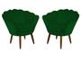 Imagem de Kit 2 Poltronas Decorativa Pétala Suede Verde Pés Madeira Mz Decor