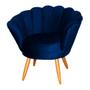 Imagem de Kit 2 Poltronas Decorativa Pétala Veludo Azul Marinho Pés Madeira Mz Decor