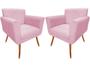 Imagem de Kit 2 Poltronas Decorativa Sabrina Suede Rosa Bebê Pés Madeira Ms Decor