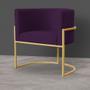 Imagem de Kit 2 Poltronas Decorativa Sala de Estar Luana Base Gold Veludo Roxo - Montanaris Decor