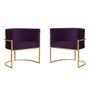 Imagem de Kit 2 Poltronas Decorativa Sala de Estar Luana Base Gold Veludo Roxo - Montanaris Decor