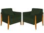 Imagem de Kit 2 Poltronas Decorativa Sophia Suede Verde Pés Madeira Mz Decor