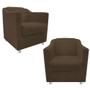 Imagem de Kit 2 Poltronas Decorativa Tila Escritório Recepção Suede Marrom Escuro - Kimi Design