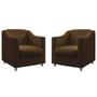 Imagem de Kit 2 Poltronas Decorativa Tila Escritório Recepção Suede Marrom Escuro - Kimi Design