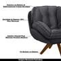 Imagem de Kit 2 Poltronas Decorativas Base em Madeira Giratória Giroud Veludo Cinza Chumbo G33 - Gran Belo