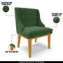 Imagem de Kit 2 Poltronas Decorativas Base Fixa de Madeira Firenze Suede Verde/Castanho G19 - Gran Belo