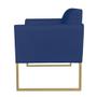 Imagem de Kit 2 Poltronas Decorativas Base Industrial Dourada Maressa S04 Suede Azul Marinho - Ibiza