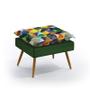 Imagem de Kit 2 Poltronas Decorativas Beta com Puff Lunar Sued Estampado Colorido com Verde Aradecor