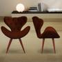 Imagem de Kit 2 Poltronas Decorativas Cadeiras Egg com Capitonê Marrom com Base Fixa de Madeira