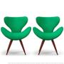 Imagem de Kit 2 Poltronas Decorativas Cadeiras Egg Verde com Base Fixa de Madeira