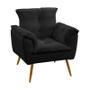 Imagem de Kit 2 Poltronas Decorativas Estofada Beta e Puff Lunar Sued Preto Aradecor