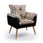 Imagem de Kit 2 Poltronas Decorativas Estofadas Opala com Puff Lunar Sued Estampado Laranja com Preto Aradecor