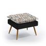 Imagem de Kit 2 Poltronas Decorativas Estofadas Opala com Puff Lunar Sued Estampado Laranja com Preto Aradecor