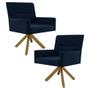 Imagem de Kit 2 Poltronas Decorativas Giratórias Base Giromad Madeira Angel B-304 Veludo Azul - Domi