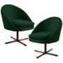 Imagem de Kit 2 Poltronas Decorativas Giratórias Base Xis Madeira Rafa B-303 Veludo Verde Musgo - Domi