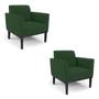 Imagem de Kit 2 Poltronas Decorativas Isabella Pés Fixo em Madeira Preto Veludo Verde Esmeralda G19 - Gran Belo