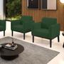 Imagem de Kit 2 Poltronas Decorativas Isabella Pés Fixo em Madeira Preto Veludo Verde Esmeralda G19 - Gran Belo