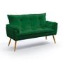 Imagem de Kit 2 Poltronas Decorativas Namoradeira Beta com Puff Lunar Sued Verde Aradecor