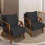 Imagem de Kit 2 Poltronas Decorativas Para Sala Cadeira Reforçada Shine Madeira Maciça Suede Cores