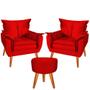 Imagem de Kit 2 Poltronas Decorativas RLS30P + Puff Redondo Vermelho