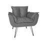 Imagem de Kit 2 Poltronas Decorativas Sala de Espera Pés de Ferro Opala Suede Cinza - LM DECOR
