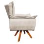 Imagem de Kit 2 Poltronas Decorativas Sala de Estar Base Giratória Madeira Opla Suede Bege - Ibiza