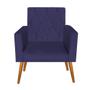 Imagem de Kit 2 Poltronas Decorativas Thais Capitonê E Puff Aramado Suede Azul Marinho - Móveis Mafer