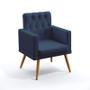 Imagem de Kit 2 Poltronas Decorativas Vega Com Rodapé E Botões Capitonê Suede Azul Marinho Aradecor